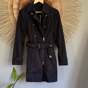Bogner black trench coat size 6